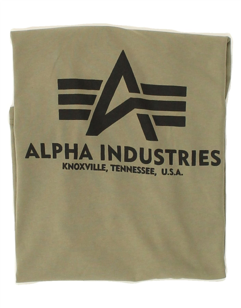 ALPHA INDUSTRIES Mens Graphic T-Shirt Top Small Khaki Cotton | Vintage Alpha Industries | Thrift | Second-Hand Alpha Industries | Used Clothing | Messina Hembry 