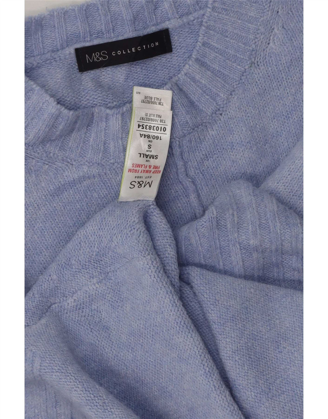 Marks & Spencer Womens Longline Crew Neck Jumper Sweater UK 10 Small Blue