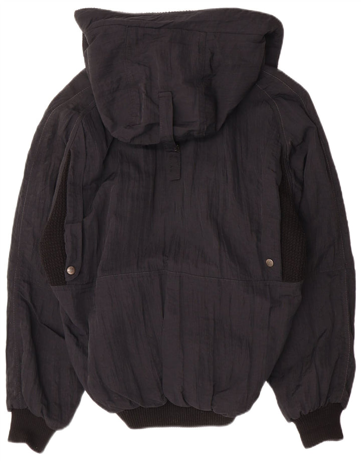 POP 84 Mens Hooded Bomber Jacket UK 40 Large Black Colourblock Polyamide