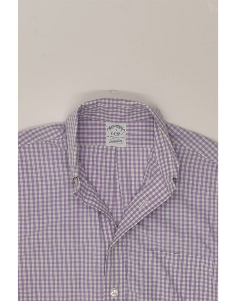 BROOKS BROTHERS Mens NON - IRON Shirt Small Purple Gingham Cotton | Vintage Brooks Brothers | Thrift | Second-Hand Brooks Brothers | Used Clothing | Messina Hembry 