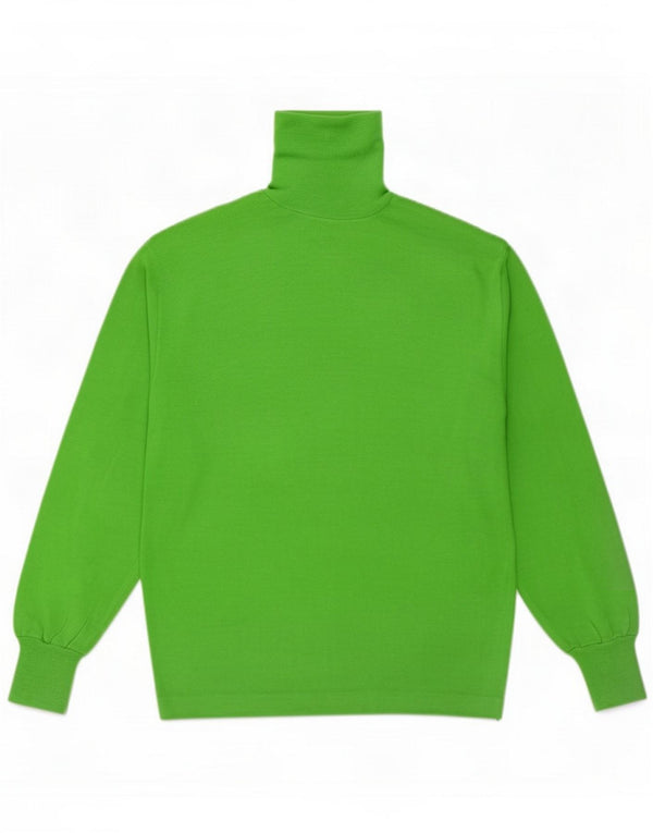 Vintage Womens Roll Neck Jumper Sweater UK 14 Medium Green Virgin Wool