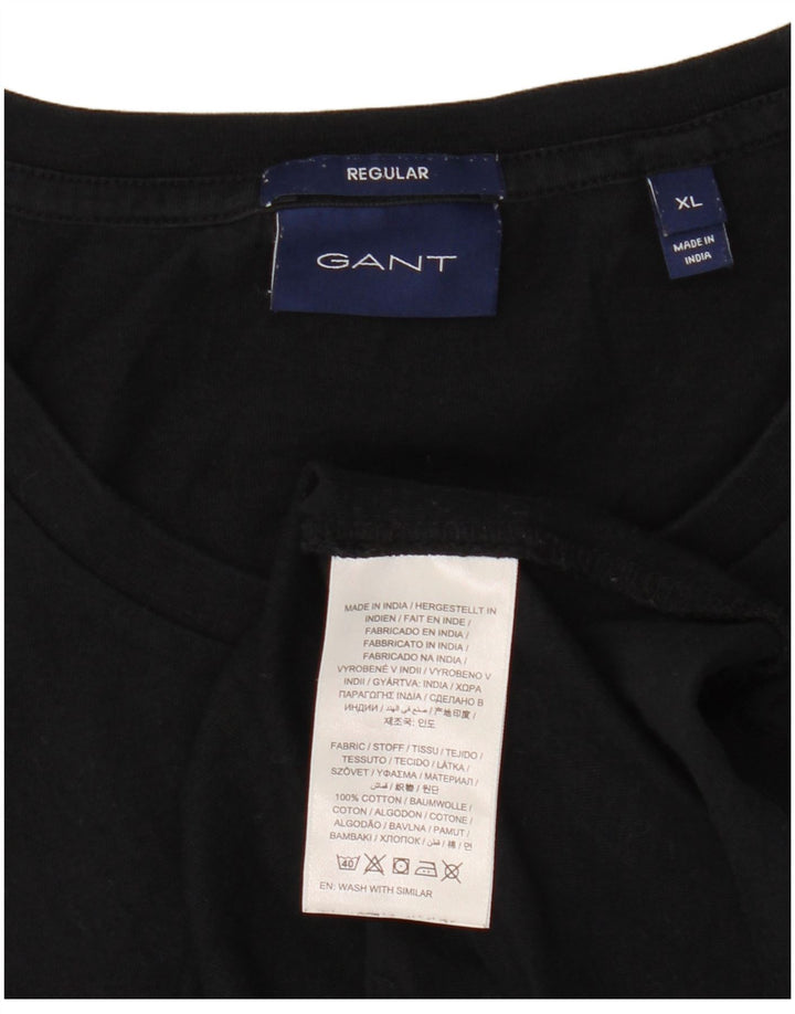 Gant Mens Regular T-Shirt Top XL Black Cotton