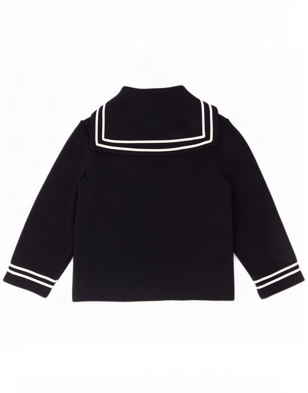 Zara Womens Double Breasted Cardigan Sweater UK 14 Large Navy Blue Cotton