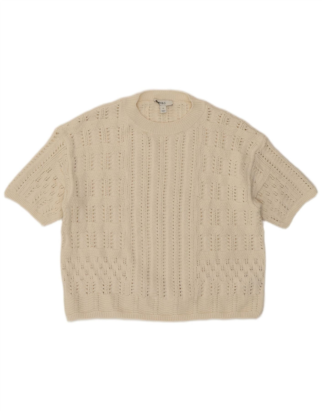 Marks & Spencer Womens See Through Crew Neck Jumper Sweater UK 14 Medium Be