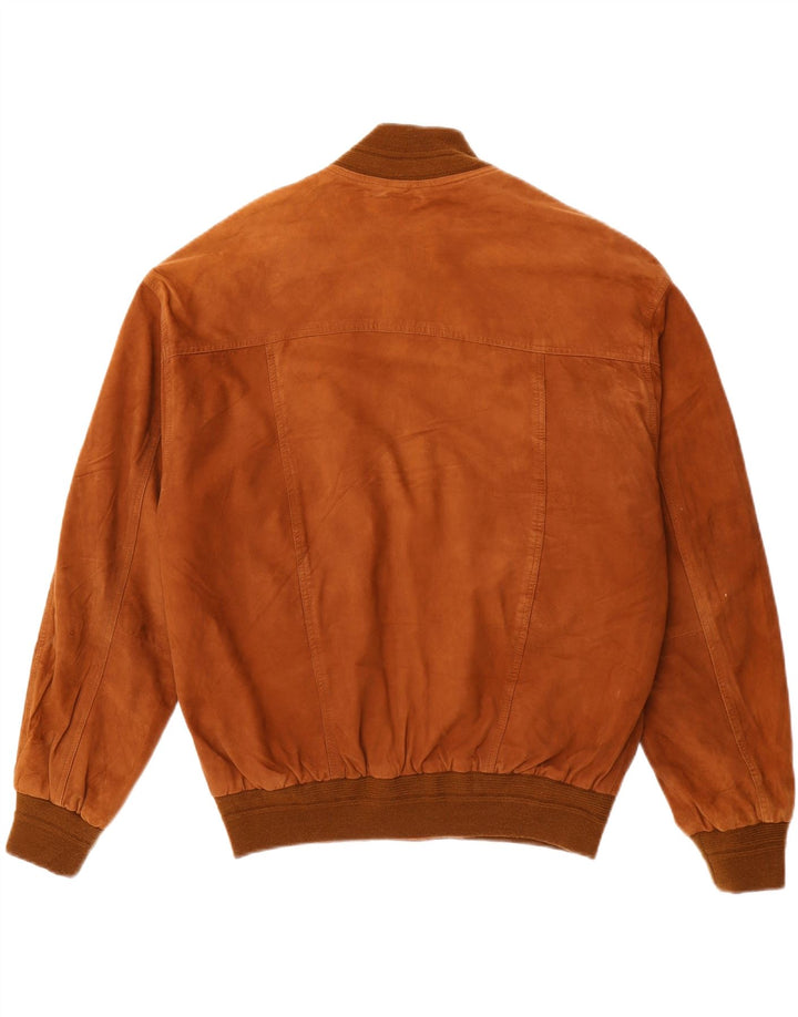 VINTAGE Mens Suede Bomber Jacket IT 52 XL Brown Leather Vintage Vintage and Second-Hand Vintage from Messina Hembry 