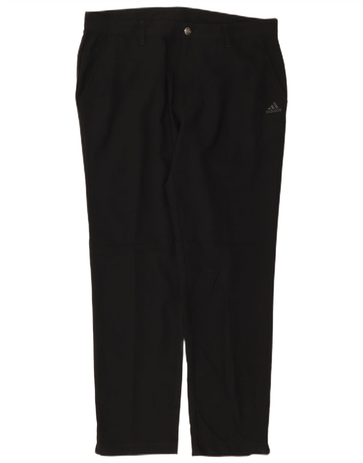 Adidas Mens Straight Chino Trousers W34 L30 Black Polyester