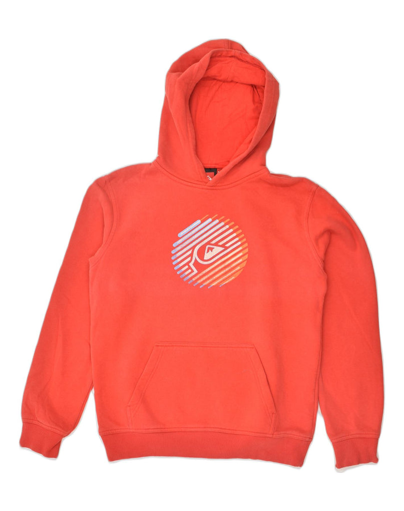 QUIKSILVER Boys Graphic Hoodie Jumper 15-16 Years Orange Cotton | Vintage Quiksilver | Thrift | Second-Hand Quiksilver | Used Clothing | Messina Hembry 