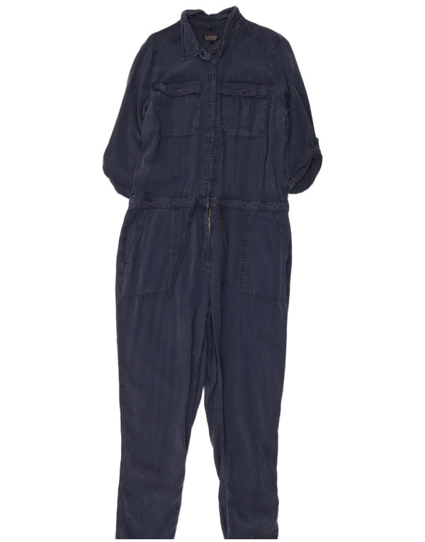 Topshop Womens 3/4 Sleeve Jumpsuit UK 16 Large Navy Blue Lyocell