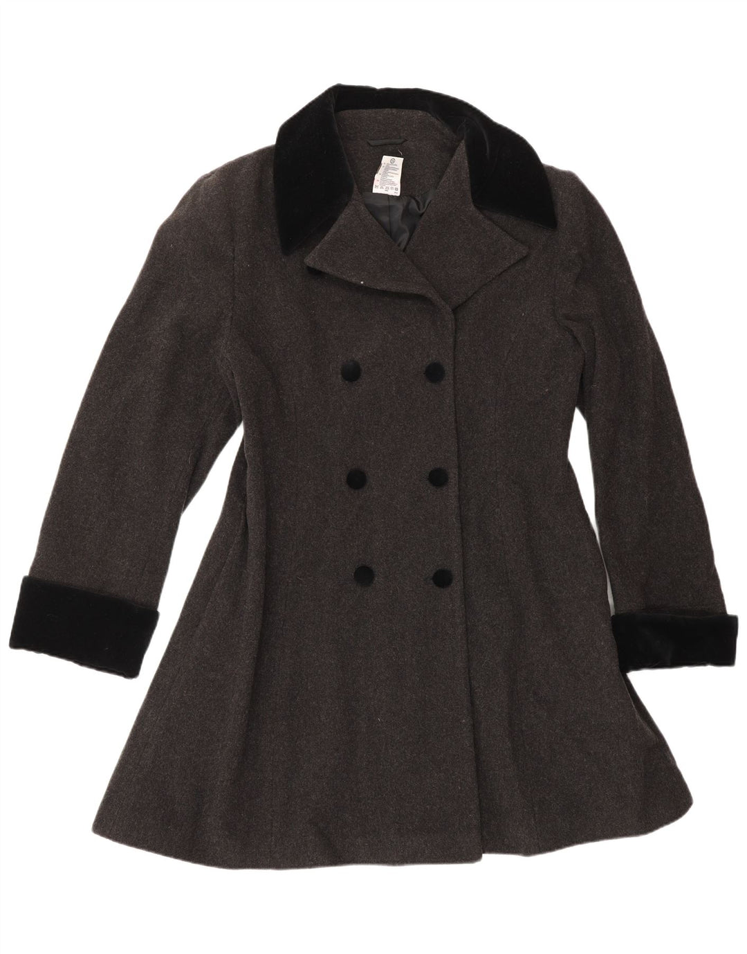 CLOCK HOUSE Womens Double Breasted Coat EU 38 Medium Grey Wool