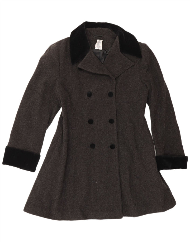 CLOCK HOUSE Womens Double Breasted Coat EU 38 Medium Grey Wool