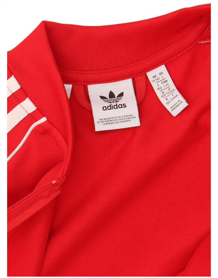ADIDAS Boys Tracksuit Top Jacket 13-14 Years Red Polyester Sports
