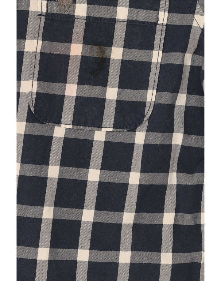 Abercrombie & Fitch Mens Muscle Shirt Large Navy Blue Gingham