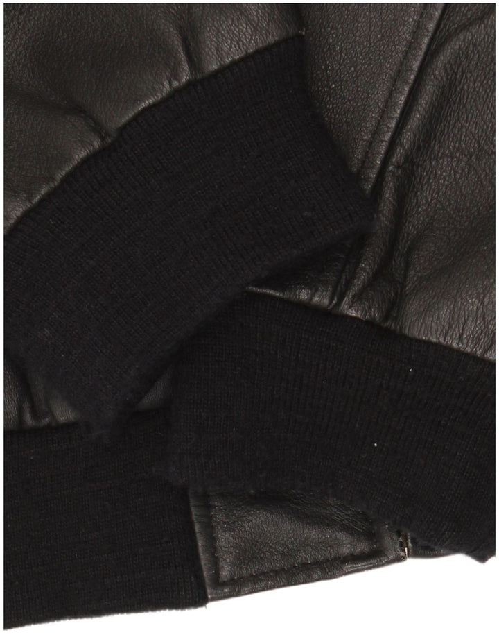 Henry Morell Mens Bomber Leather Jacket EU 48 Medium Black Leather