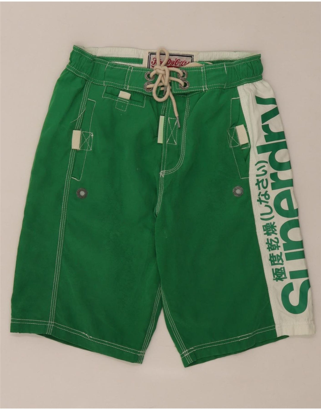 Superdry Mens Graphic Swimming Shorts Small  Green Colourblock Polyester