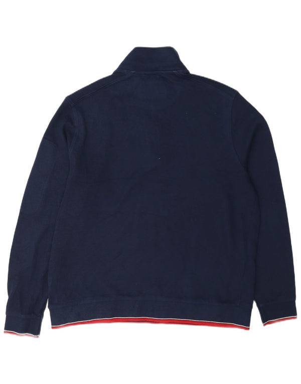 Marks & Spencer Mens Zip Neck Sweatshirt Jumper XL Navy Blue Cotton