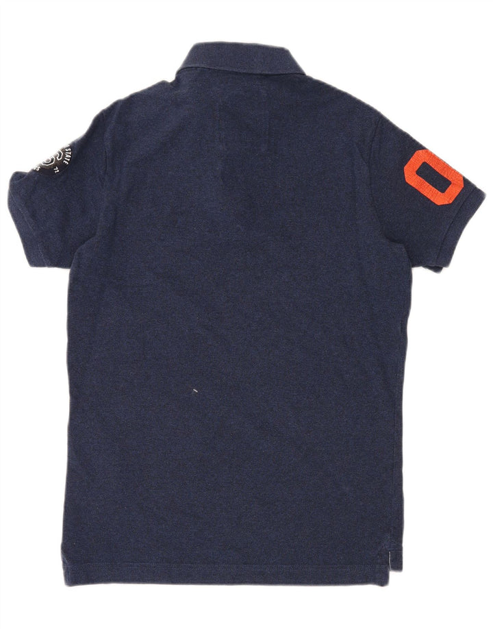 Superdry Mens Graphic Polo Shirt Medium Navy Blue Cotton