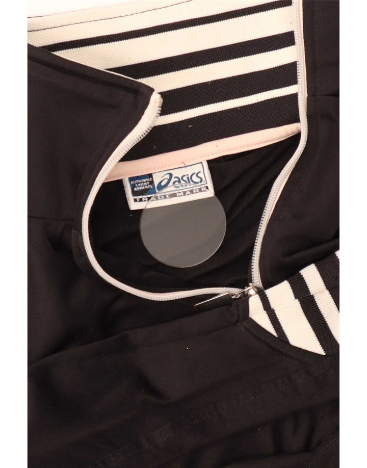 Asics Womens Tracksuit Top Jacket UK 10 Small Black Colourblock