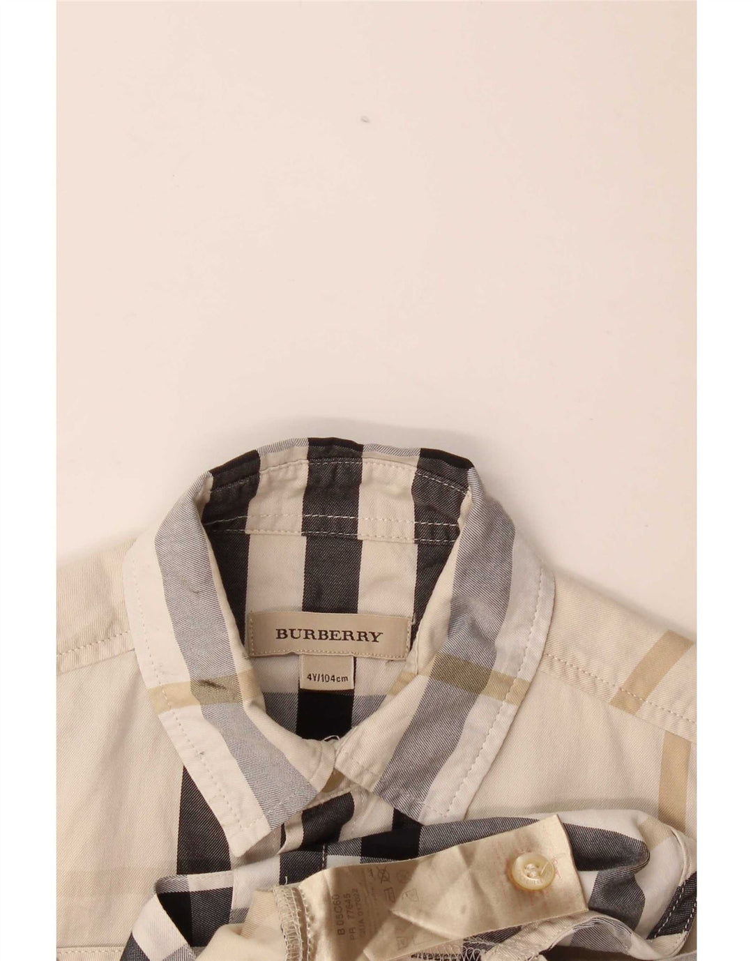 Burberry Boys Short Sleeve Shirt 3-4 Years Beige Plaid
