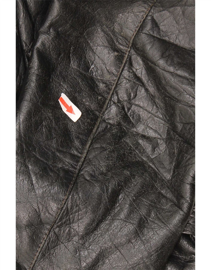 Vintage Womens Leather Jacket IT 48 XL Black