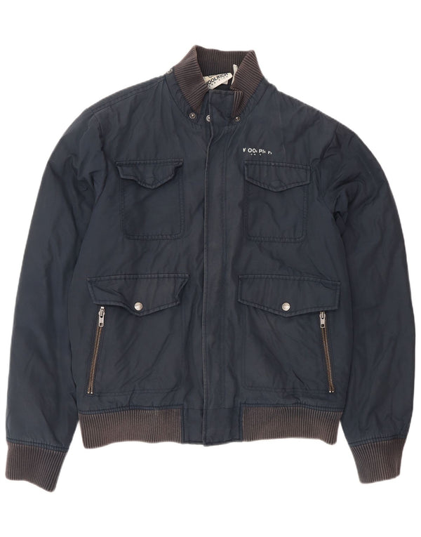 Woolrich Mens Utility Jacket UK 40 Large Navy Blue Cotton