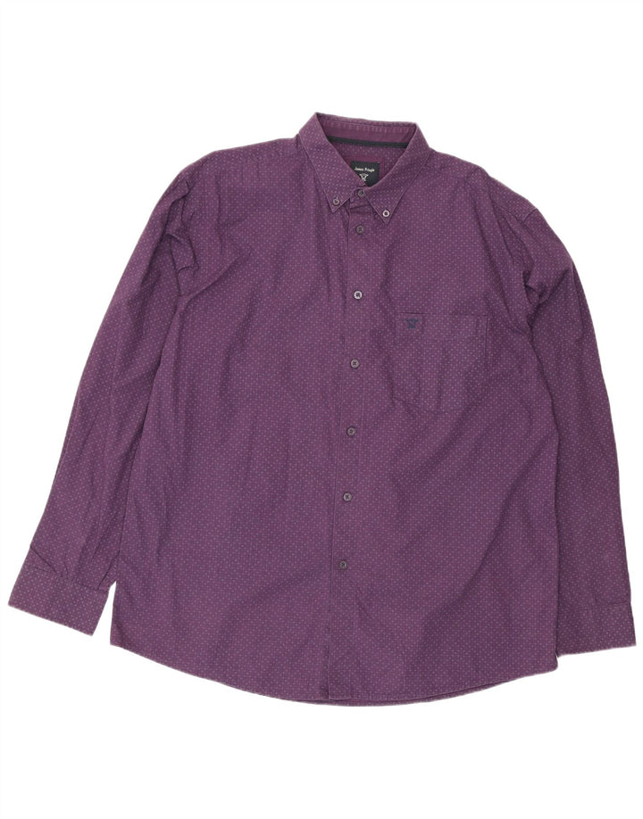 James Pringle Mens Shirt Large Purple Geometric Cotton
