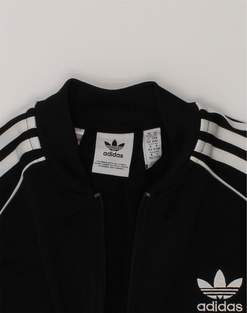 ADIDAS Boys Tracksuit Top Jacket 11-12 Years Black Polyester | Vintage Adidas | Thrift | Second-Hand Adidas | Used Clothing | Messina Hembry 