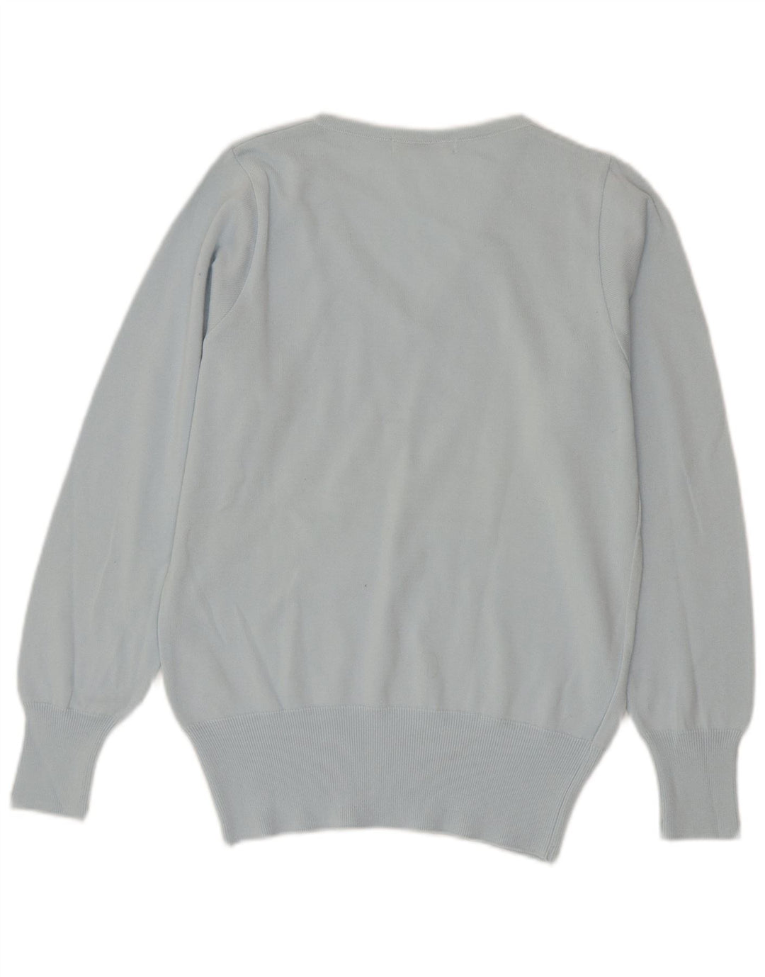 Lacoste Womens V-Neck Jumper Sweater Size 42 Large Blue Cotton