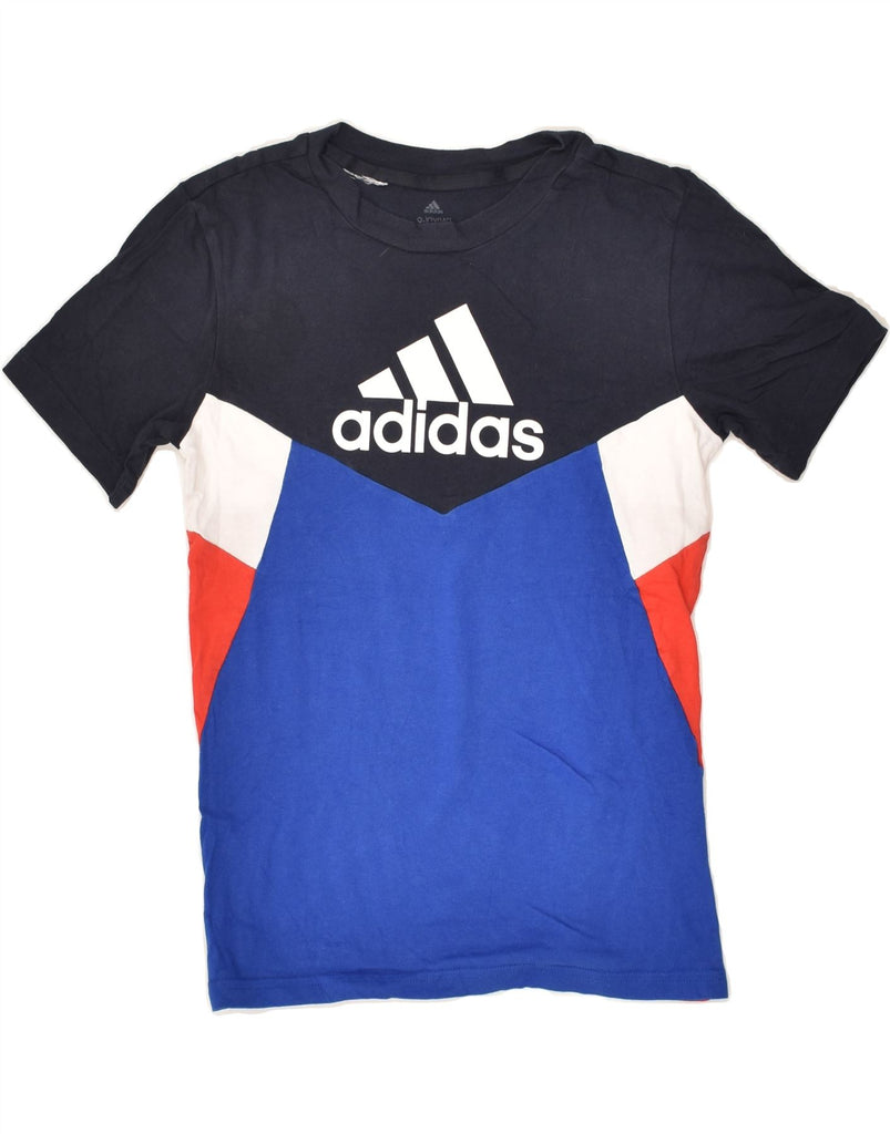 ADIDAS Boys Graphic T-Shirt Top 9-10 Years Multicoloured Colourblock | Vintage Adidas | Thrift | Second-Hand Adidas | Used Clothing | Messina Hembry 