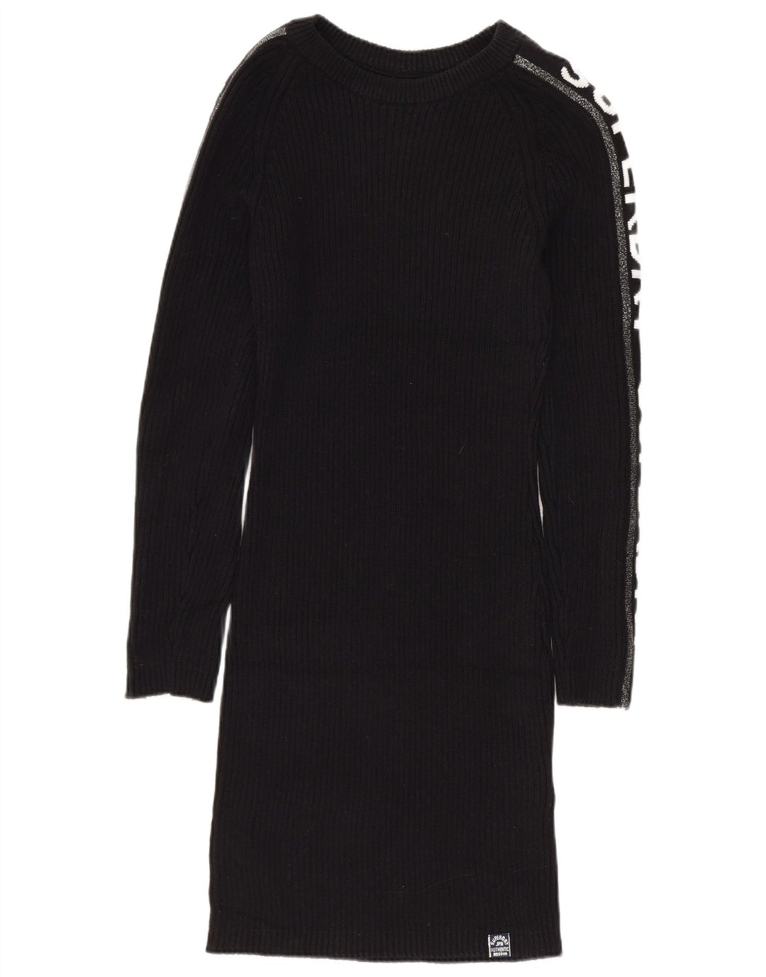 SUPERDRY Womens Graphic Jumper Dress UK 12 Medium Black Cotton