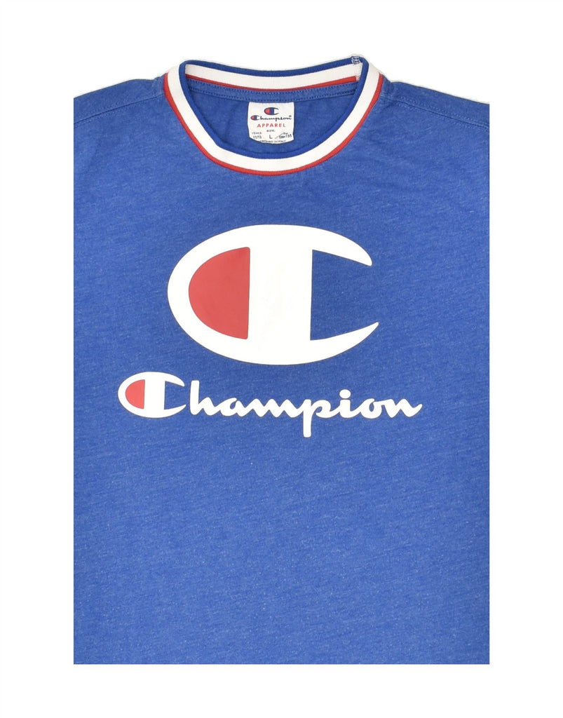 CHAMPION Boys Graphic T-Shirt Top 11-12 Years Large  Blue Cotton | Vintage Champion | Thrift | Second-Hand Champion | Used Clothing | Messina Hembry 