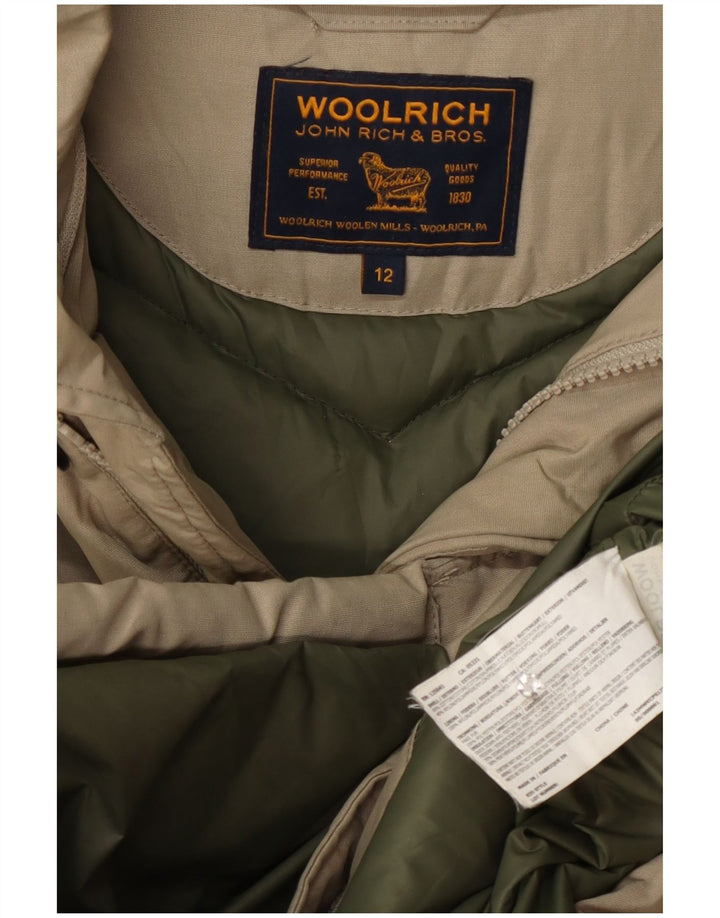 Woolrich Boys Hooded Padded Jacket 11-12 Years Beige Cotton