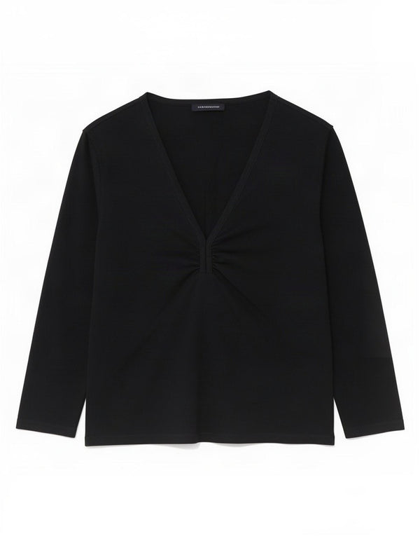 French Connection Womens Top 3/4 Sleeve UK 12 Medium Black Cotton