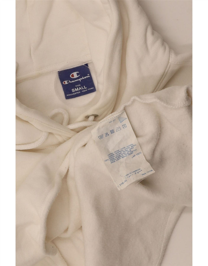 CHAMPION Womens Crop Hoodie Jumper UK 10 Small Off White Cotton