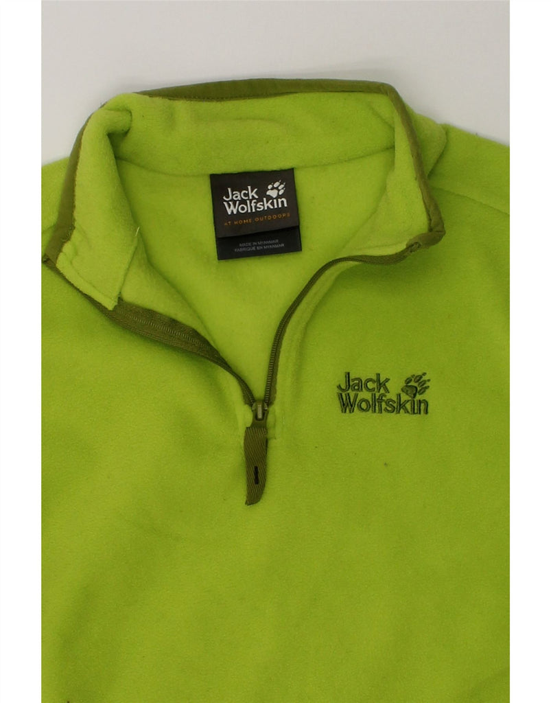 JACK WOLFSKIN Girls Graphic Zip Neck Fleece Jumper 7-8 Years Green | Vintage Jack Wolfskin | Thrift | Second-Hand Jack Wolfskin | Used Clothing | Messina Hembry 