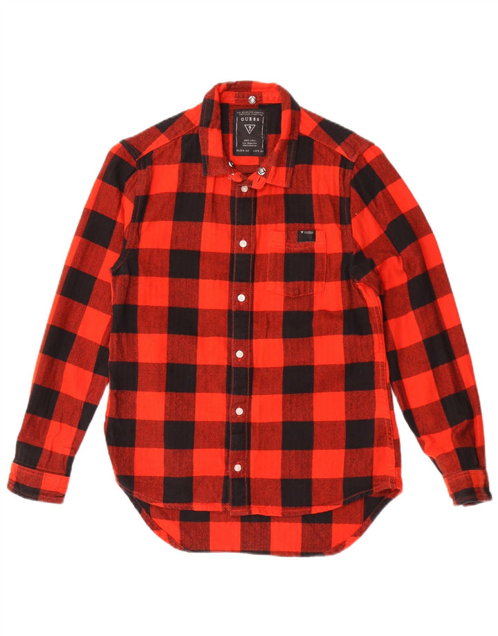 Guess Boys Graphic Flannel Shirt 11-12 Years Red Check Cotton