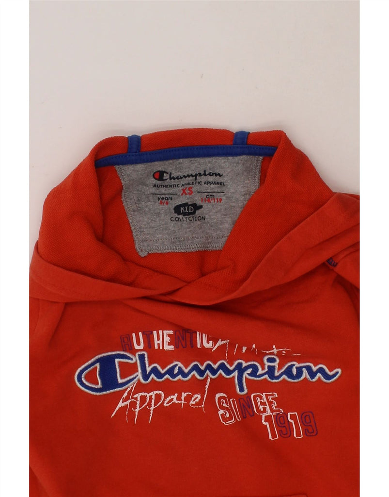 CHAMPION Boys Graphic Hoodie Jumper 5-6 Years XS Orange Vintage Champion and Second-Hand Champion from Messina Hembry 