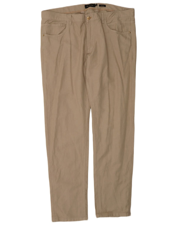 Massimo Dutti Mens Straight Casual Trousers EU 50 2XL W40 L34 Beige