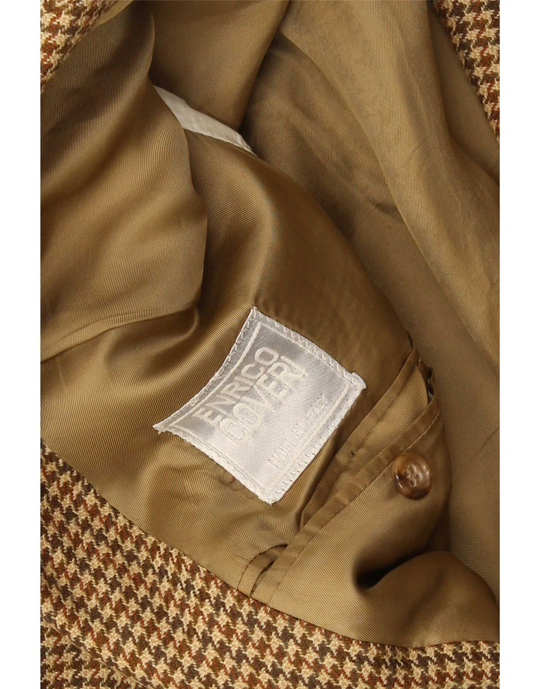 Enrico Coveri Mens 2 Button Blazer Jacket UK 40 Large Brown Houndstooth