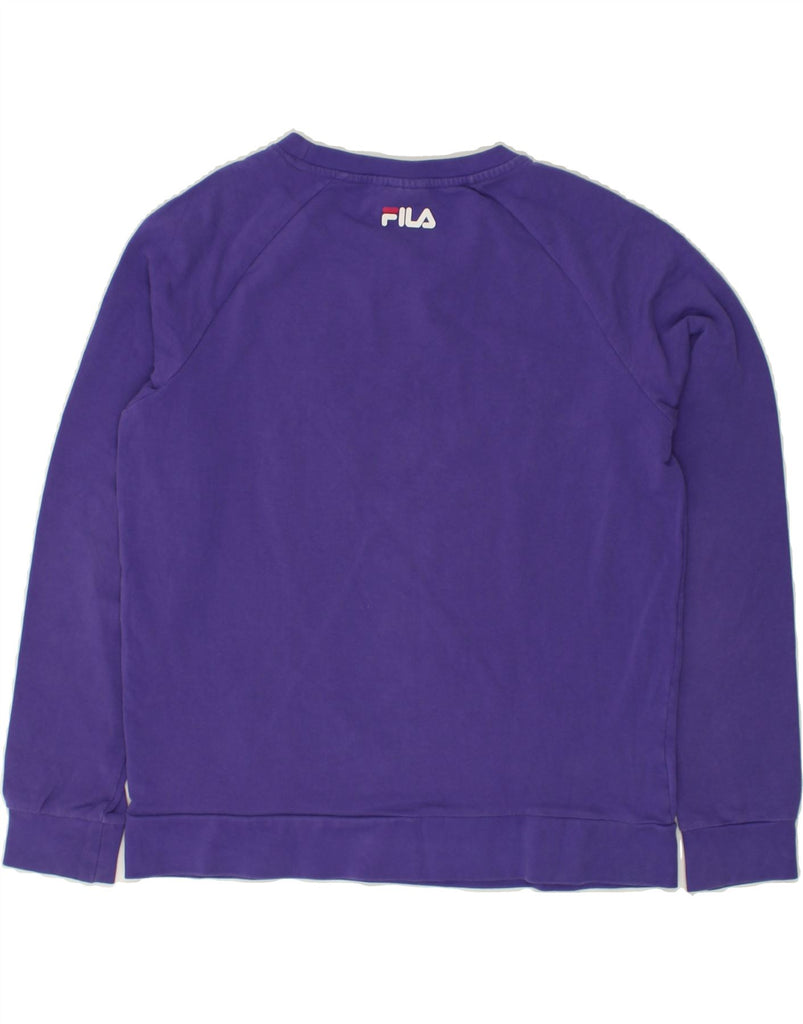 FILA Womens Graphic Sweatshirt Jumper UK 16 Large Purple Cotton | Vintage Fila | Thrift | Second-Hand Fila | Used Clothing | Messina Hembry 