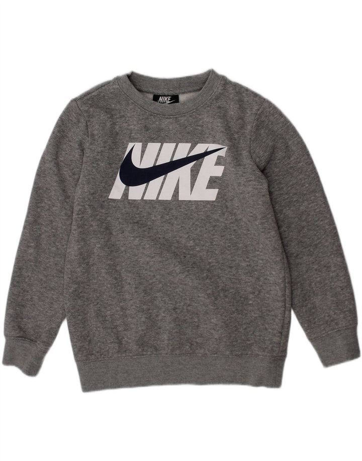 NIKE Boys Graphic Sweatshirt Jumper 5-6 Years Medium  Grey Cotton Vintage Nike and Second-Hand Nike from Messina Hembry 