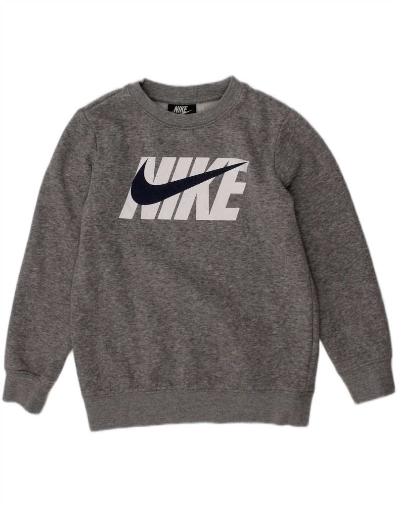 NIKE Boys Graphic Sweatshirt Jumper 5-6 Years Medium  Grey Cotton Vintage Nike and Second-Hand Nike from Messina Hembry 