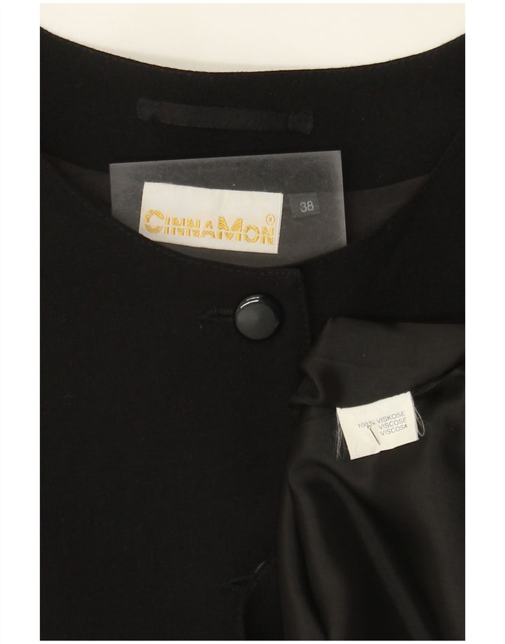 Cinnamon Womens Crop 4 Button 3/4 Sleeve Blazer Jacket EU 38 Medium Black