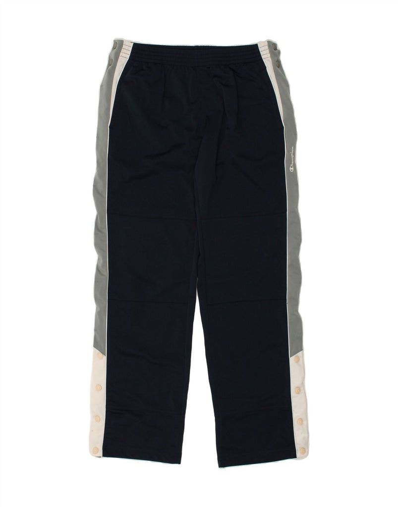 CHAMPION Mens Tracksuit Trousers Small Navy Blue Colourblock Polyester | Vintage Champion | Thrift | Second-Hand Champion | Used Clothing | Messina Hembry 