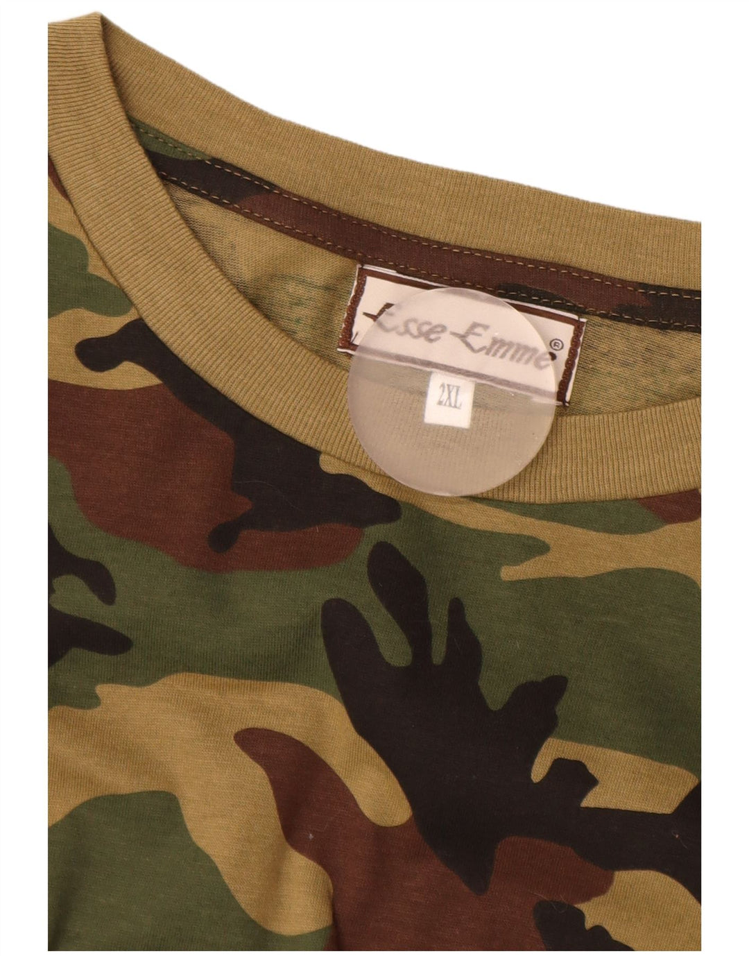 ESSE EMME  Mens T-Shirt Top 2XL Khaki Camouflage Cotton