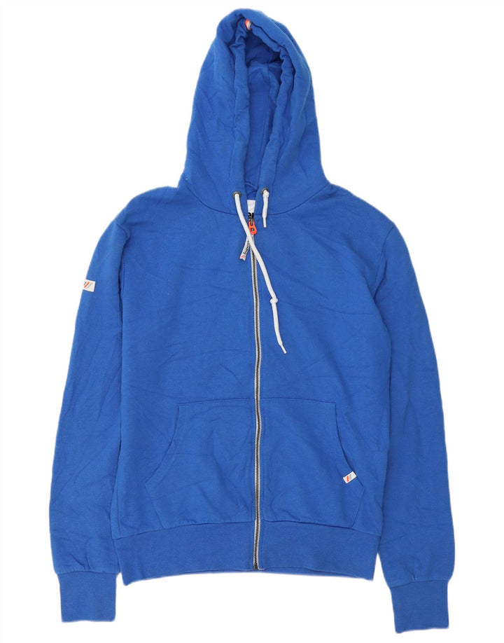 Superdry Mens Zip Hoodie Sweater Medium Blue Cotton
