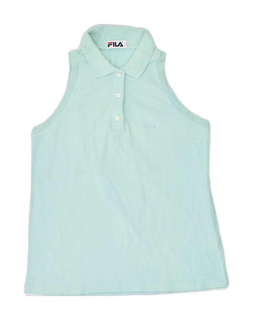 FILA Womens Sleeveless Polo Shirt IT 46 Large Green Cotton | Vintage Fila | Thrift | Second-Hand Fila | Used Clothing | Messina Hembry 