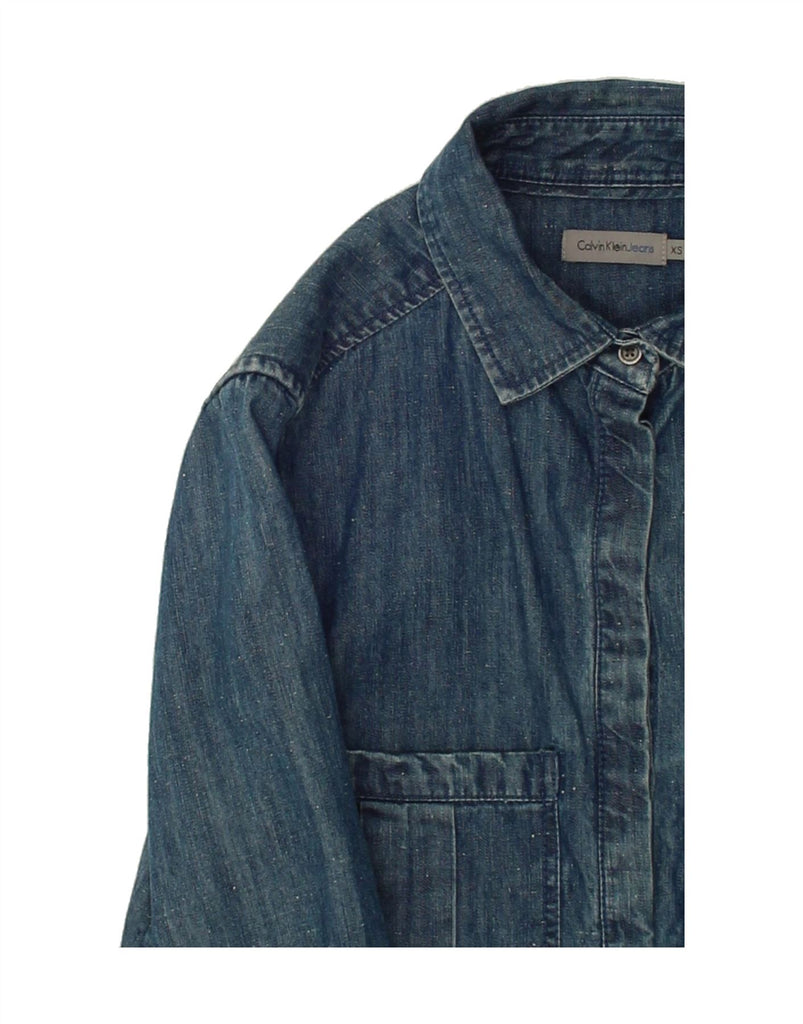 CALVIN KLEIN Womens Denim Jacket UK 6 XS Blue Cotton | Vintage Calvin Klein | Thrift | Second-Hand Calvin Klein | Used Clothing | Messina Hembry 