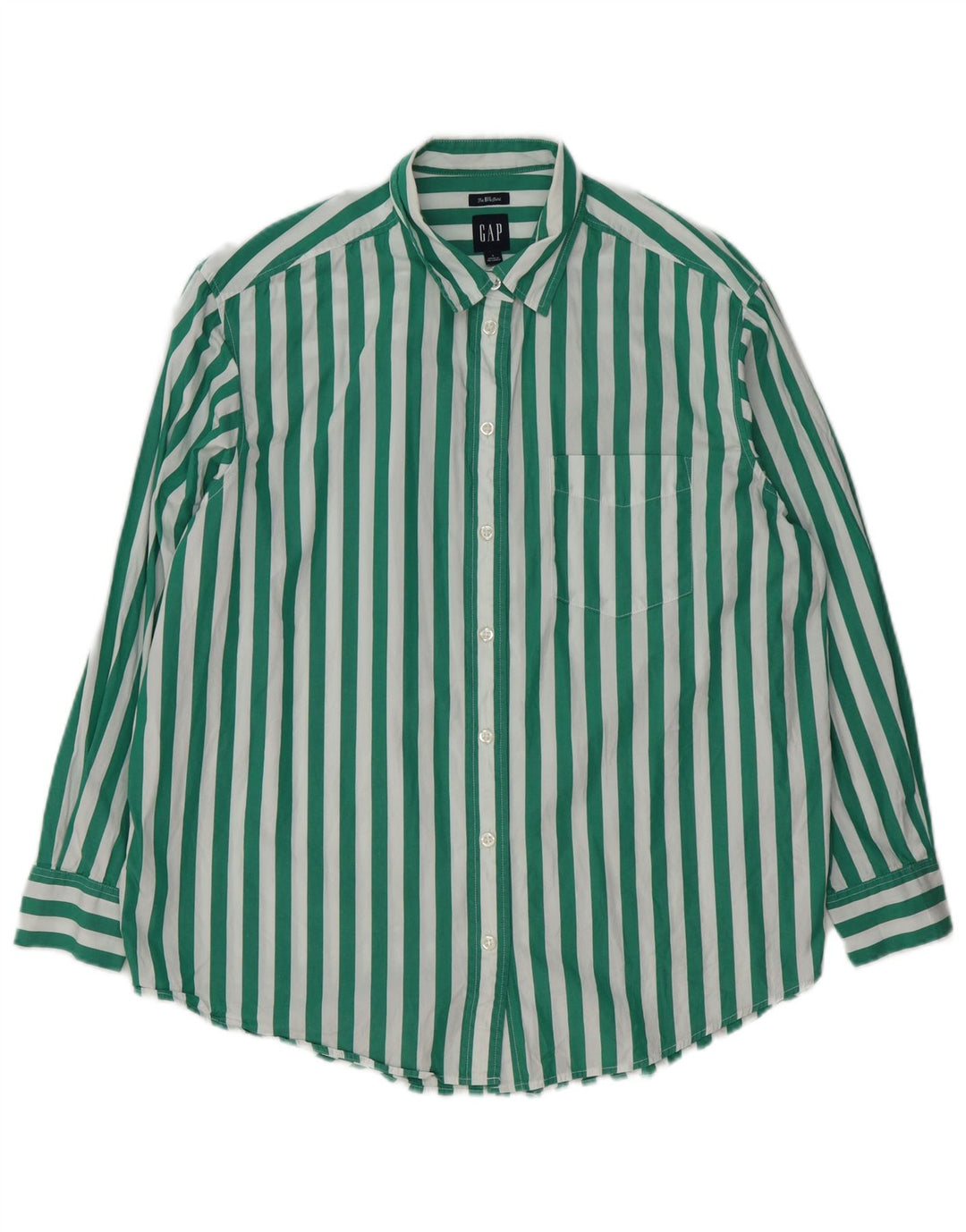 Gap Womens Big Shirt UK 10 Small Green Striped Cotton