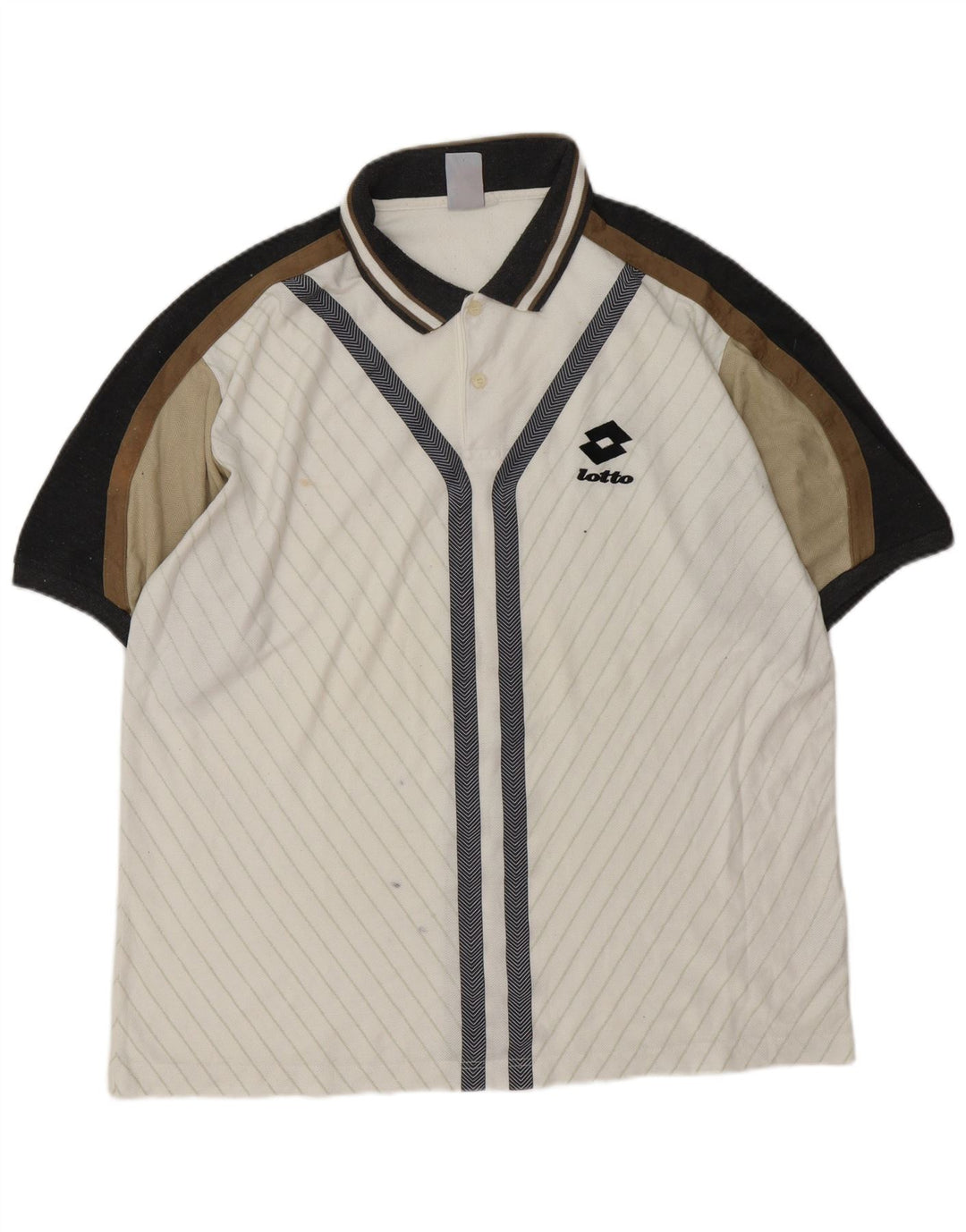 LOTTO Mens Polo Shirt XL White Colourblock Polyester