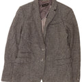 Massimo Dutti Womens 2 Button Blazer Jacket EU 42 Large Grey Check Viscose
